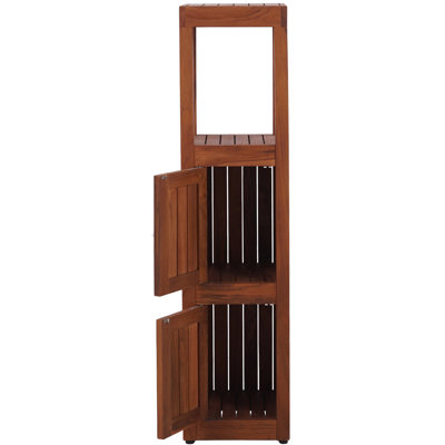 Sula Five-Tier Square Stand with Bottom Doors and Open Top