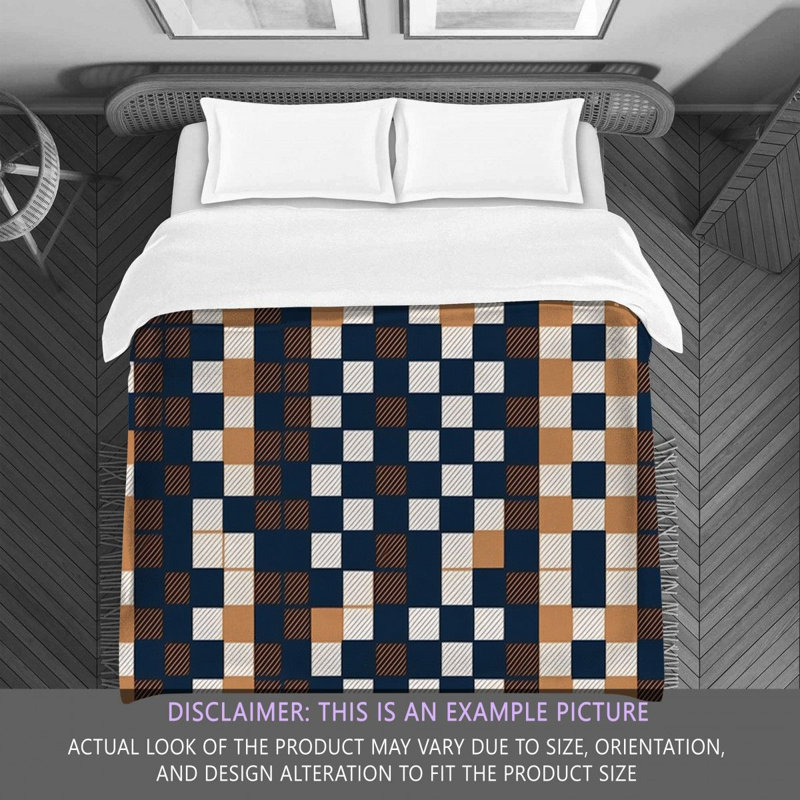 Polyester Comforter, Twin Comforter, Brown/Navy Checkered