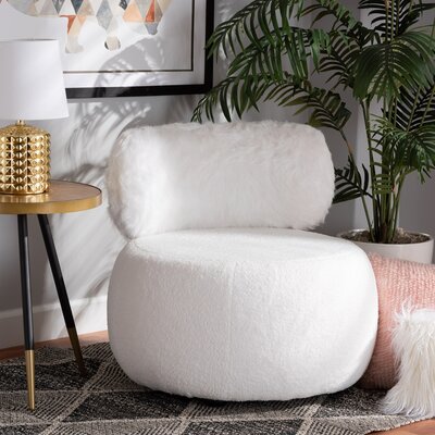 Modern And Contemporary White Fabric Upholstered And Black Metal Accent Chair -  Everly Quinn, 09EDA74DB26E4E64939BD4F40B476118