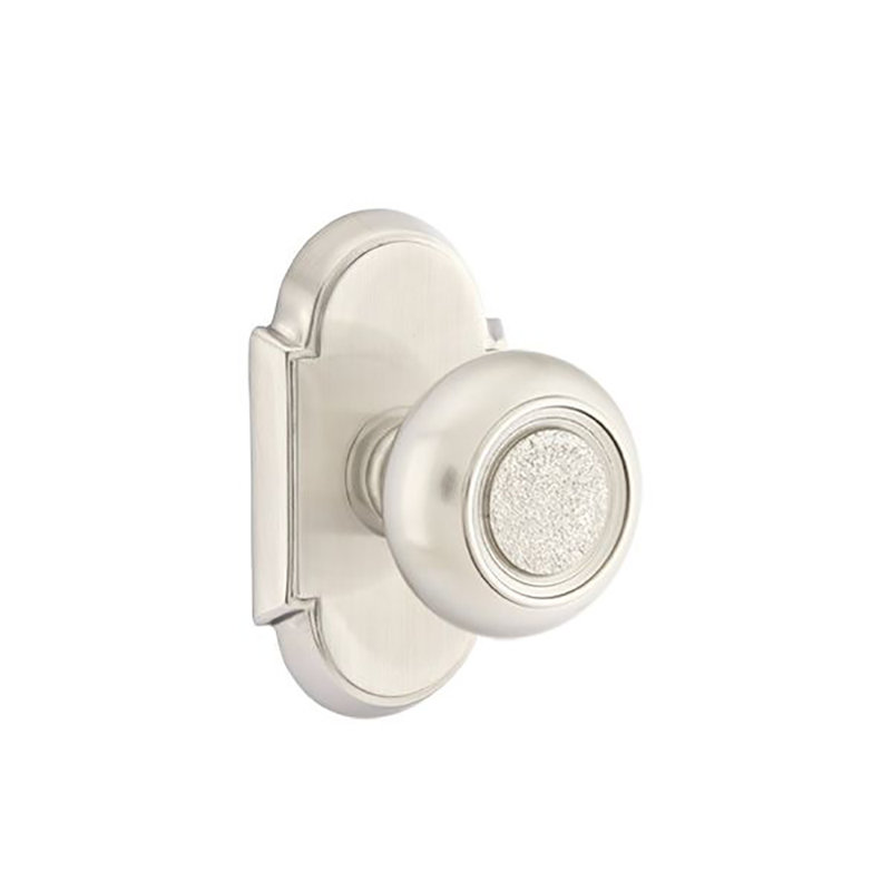 Privacy Belmont Knob with # 8 Rose, Satin Nickel