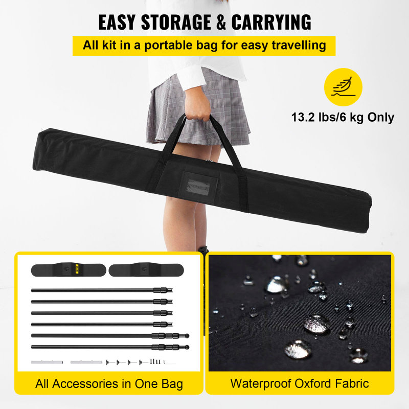 Adjustable Black Aluminum Backdrop Banner Stand with Carrying Bag