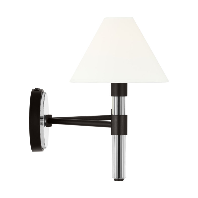 Aged Iron Outdoor Dimmable Two-Light Vanity with White Paper Shade