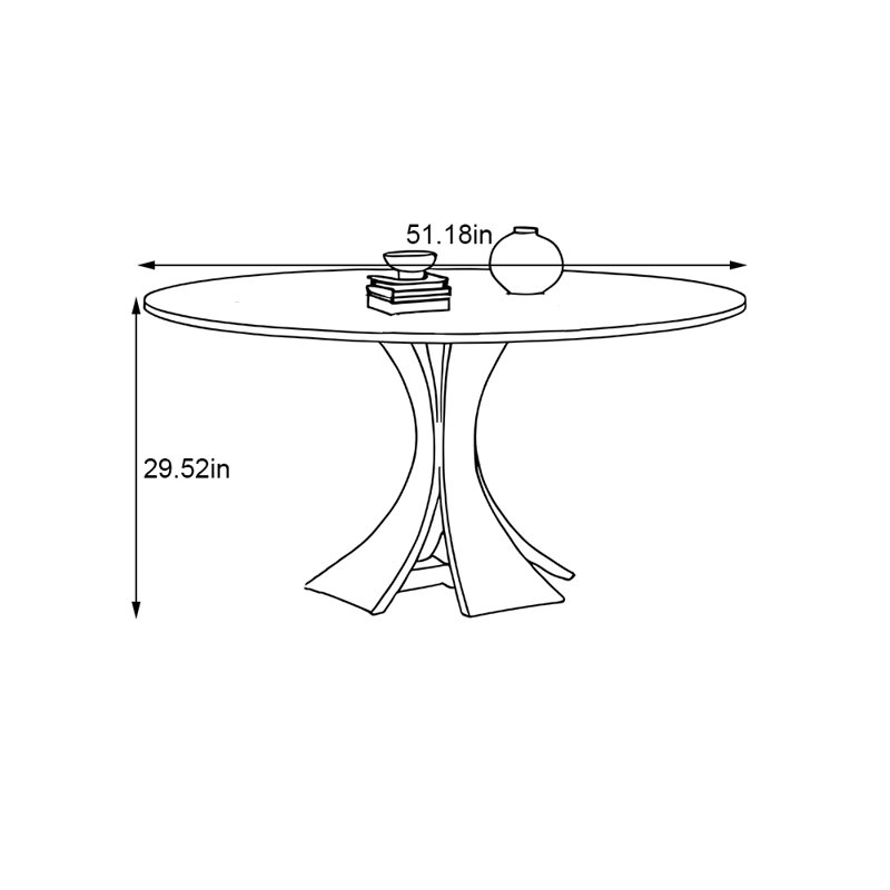 Table de salle à manger en bois massif crème, H 29,52 po x L 51,18 po x l 51,18 po