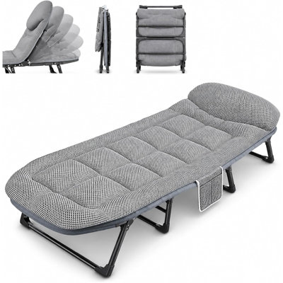 6 Position Camping Cot with Mattress 300kg Heavy Duty Foldable Bed