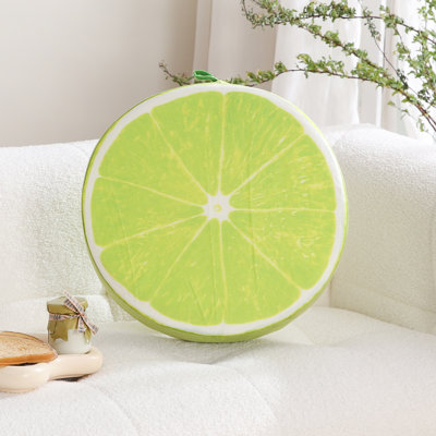 Velvet Round Throw Pillow for Couch Decor 15-Inch (Fruit)