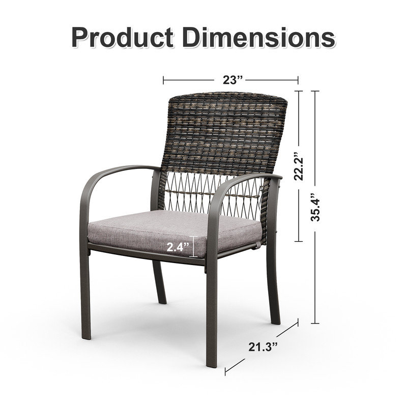 Ensemble de 4 chaises en rotin avec coussins Hainer