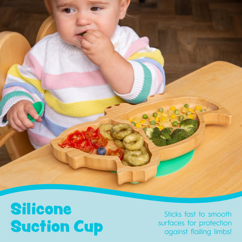 Tiny Dining - Dinosaur Bamboo Suction Plate, Beige