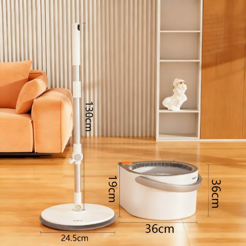 Ensemble de vadrouille et de seau JOYBOS avec 4 tampons en microfibre lavables, vadrouille rotative à rotation à 360 °, séchage à sec pour le plancher de la salle de bain