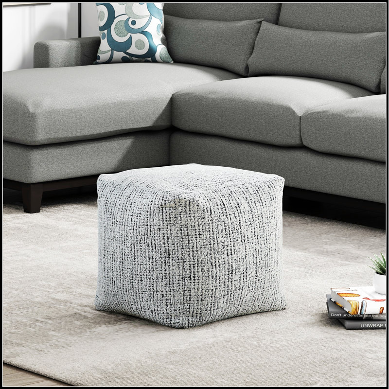 Pouf carré en tissu d'ameublement en chenille moderne avec repose-pieds, tabouret, repose-pieds antidérapant, fauteuil à billes, pouf 1 pièce