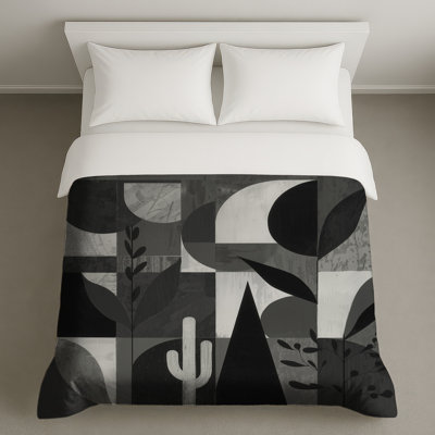 Housses de couette à feuilles géométriques monochromes