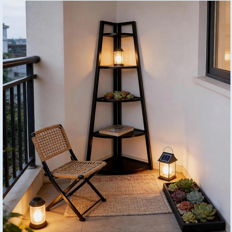 Tall Ladder Display Shelf, Small Storage Shelf, 5-Tier Bookshelf, Corner Shelf, (5 Shelves) 69.34"H x 16.55"W x 14.97"D