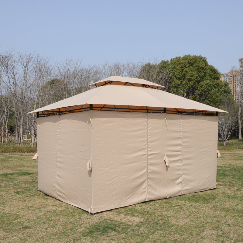13X10 Outdoor Patio Gazebo Canopy Tent With Ventilated Double Roof And Sidewall(Detachable Curtain Included On All Sides)