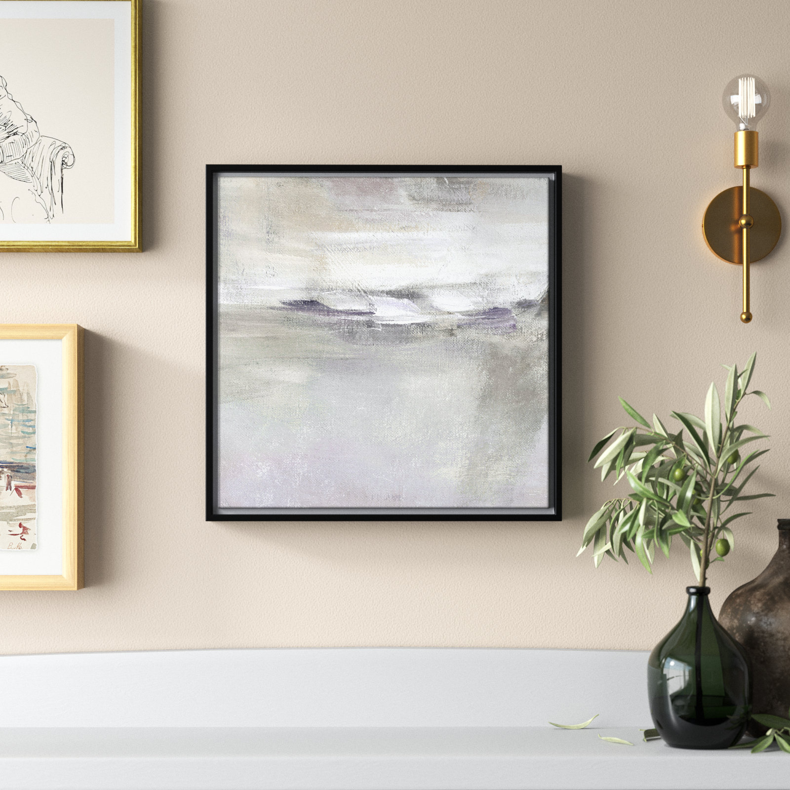 Abbott "Lilac Horizon" Print by Nan, 17.5" H x 17.5" W, Black Framed