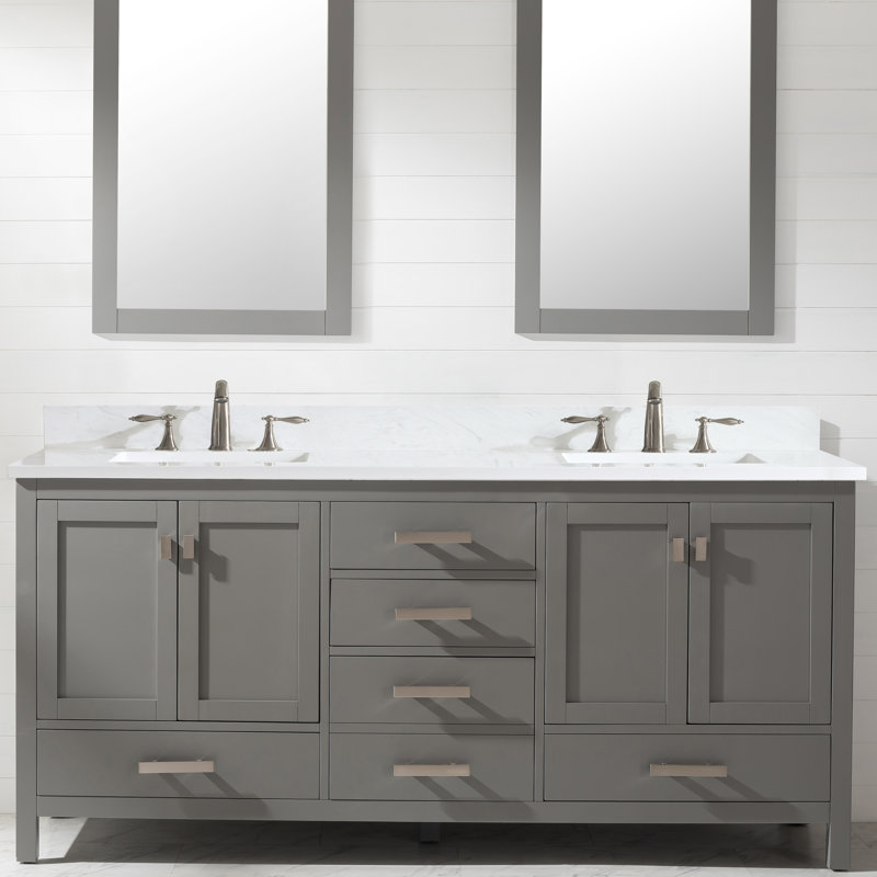 Ensemble de meuble-lavabo double 72 po Oberlander, Gris