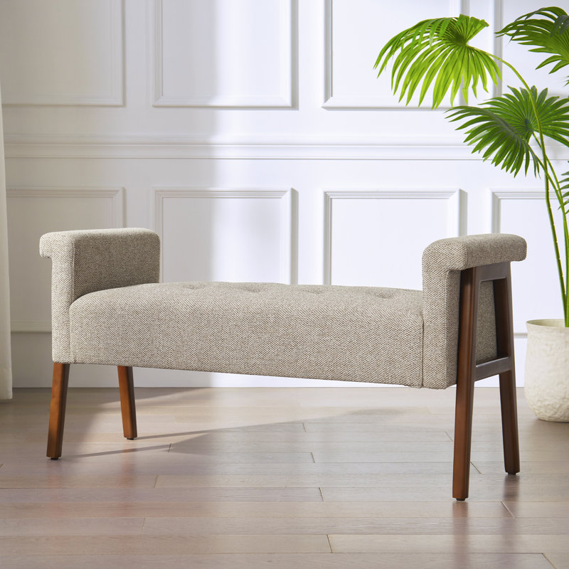 Banc rembourré en mélange de polyester Lovice, Brun