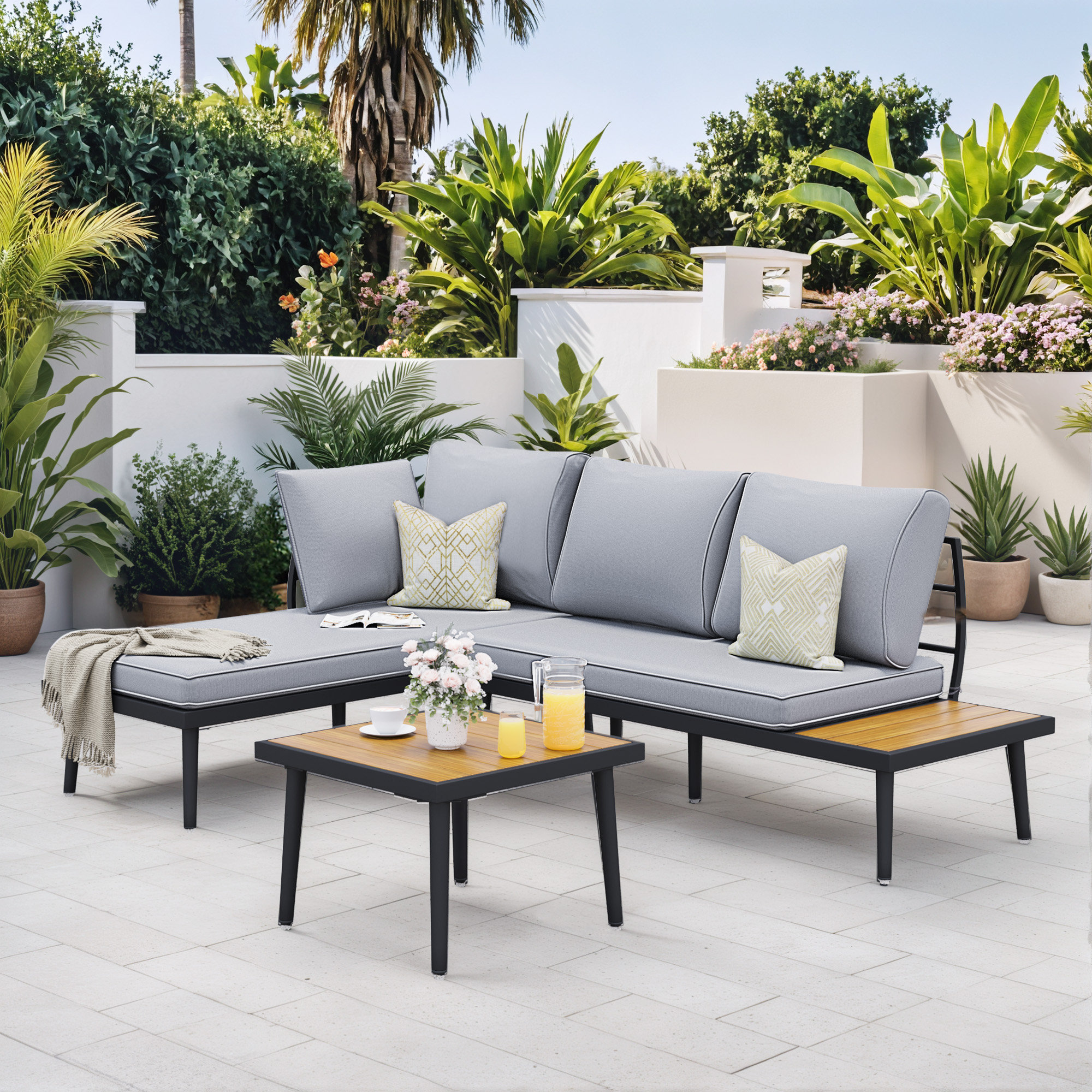 Ebern Designs 3 - Person Outdoor Seating Group with Cushions | Wayfair