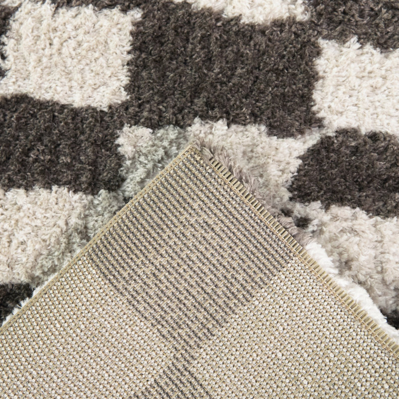 Percival Taupe Abstract Checkered Area Rug, Rectangle 5'3" x 7'
