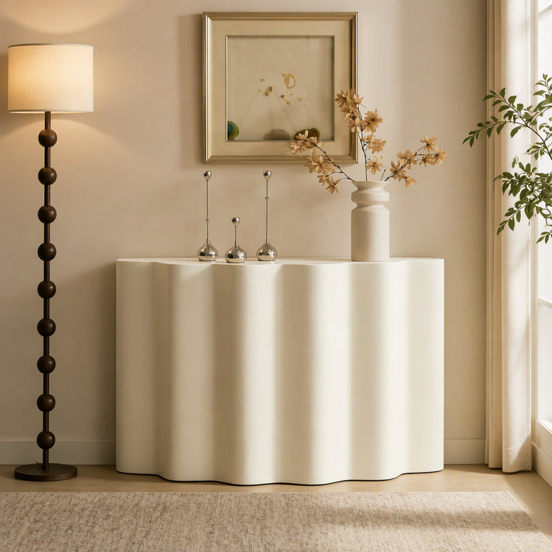 Console étroite pour entrée ou salon, style moderne avec lignes ondulées, idéale pour un corridor ou une entrée. Aucun assemblage requis. W2582P427012
