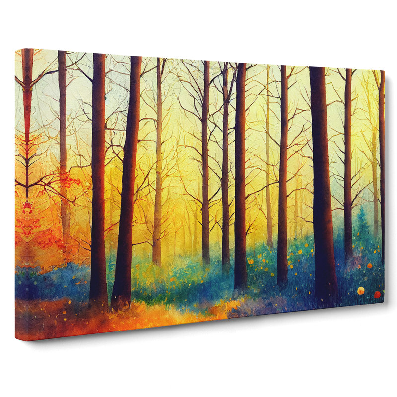 A Watercolour Spring Forest - Wrapped Canvas, 35cm H x 50cm W x 3cm D