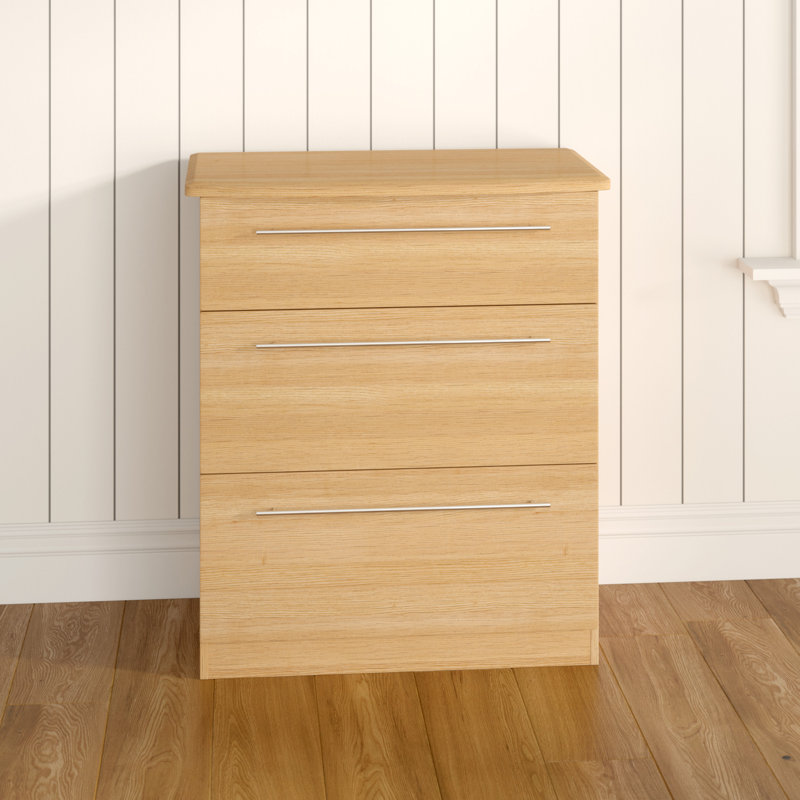 Fully Assembled Lyndale 3 Drawer Chest, English Oak