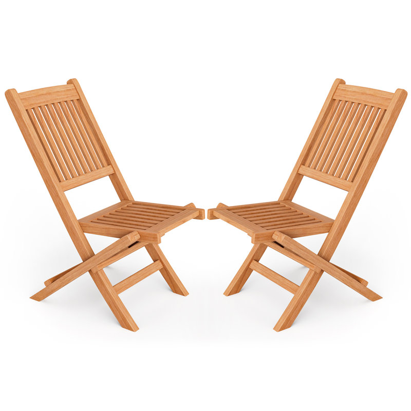 Neimar Wood Premium All-Weather Wicker Outdoor Folding Dining Side Chair