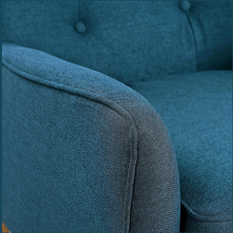 Fauteuil de style Mid-Century moderne - Le tissu classique du dossier matelassé à boutons met en valeur le fauteuil, utilisant des pieds en bois massif, convenant aux salons, aux chambres et aux bureaux - Housse en polyester confortable - Dossier matelassé à boutons classiques et design élancé