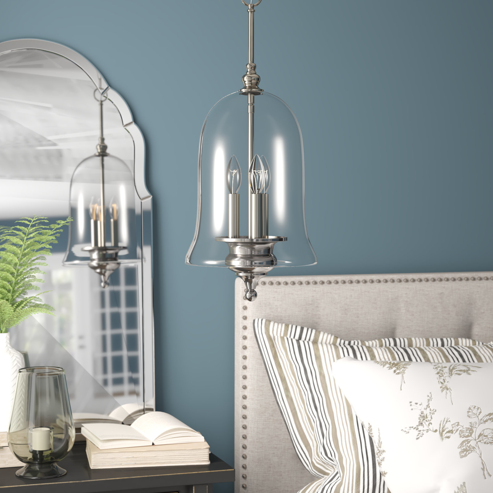 Laurel Dimmable 3 - Light Pendant, Polished Nickel
