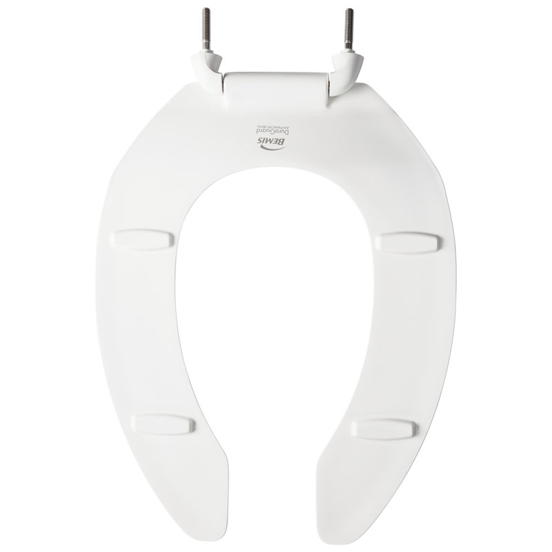2155CT Commercial Heavy Duty Open Front Toilet Seat, No Lid, Never Loosen, ELONGATED, Plastic, White