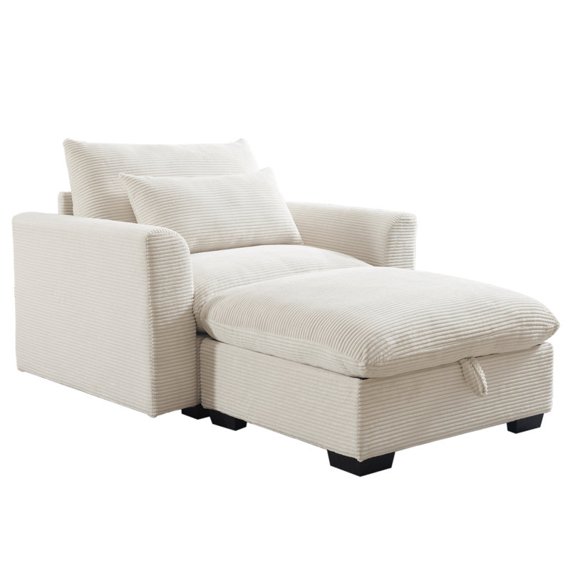 Canapé beige en velours côtelé pour appartement, avec coussins moelleux et confortables, H 30,41 po x l 30,28 po x P 30,21 po