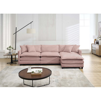 Canapé en chenille de 108 po en forme de L à structure modulaire, avec un design polyvalent qui s'adapte à tout espace intérieur, offrant un confort sans limite et un style contemporain.