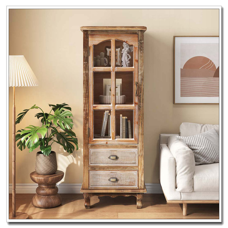 Rustic Wooden Storage Cabinet, Ancient White