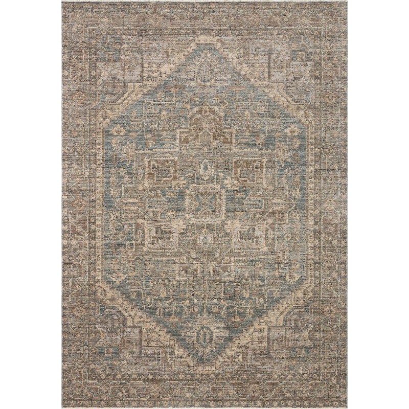 Jacobo Blue / Bark Area Rug, Round 7'10"