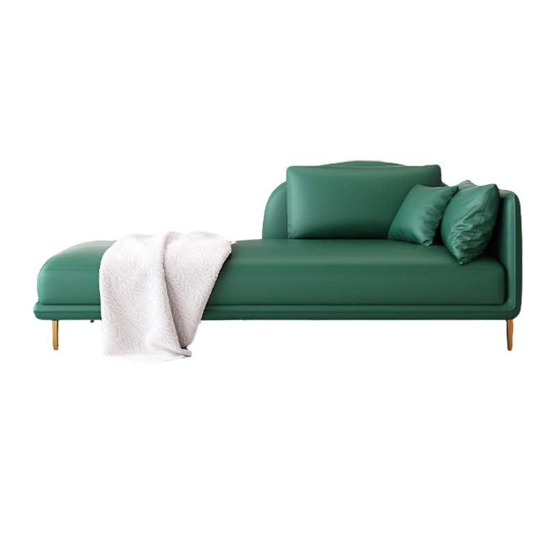 Fauteuil inclinable rembourré en éponge de style luxueux en similicuir léger, Accoudoir à droite (vu de face), Vert