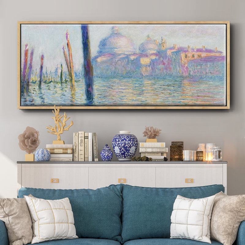 Le Grand Canal à Venise, 1908 01, H 8 po x l 20 po x P 1,5 po, Toile naturelle avec cadre flottant
