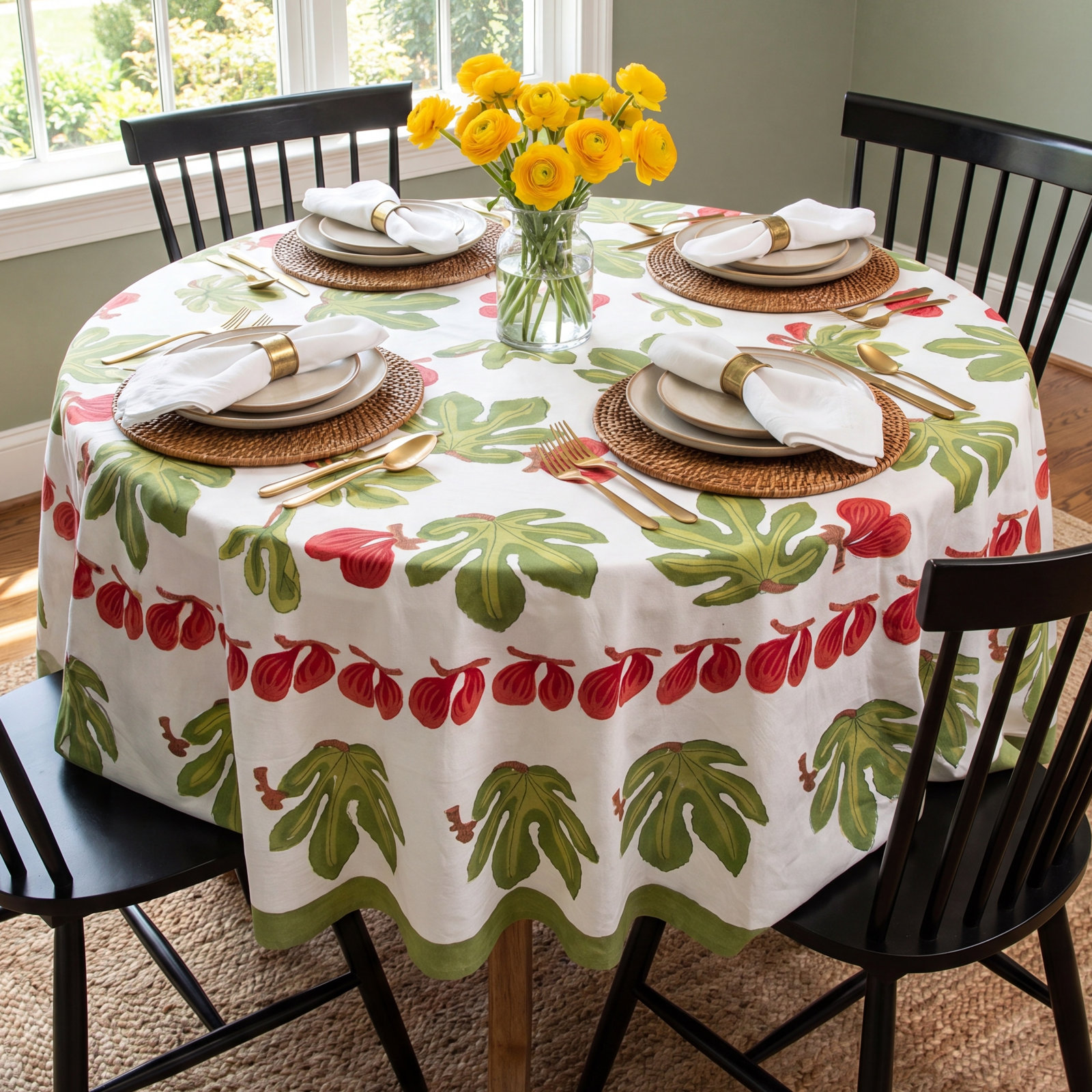 Debarata Floral Tablecloth, 70" x 70"
