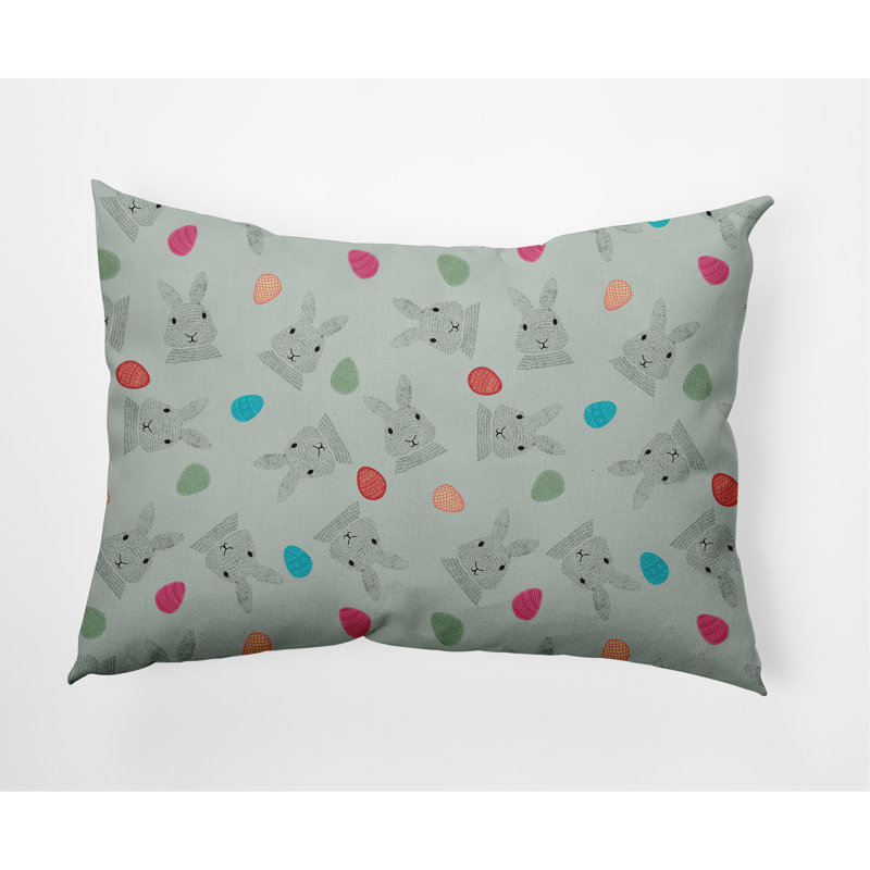 Housse et insert de coussin rectangulaire décoratif Bunnies and Eggs, Breezeway - vert