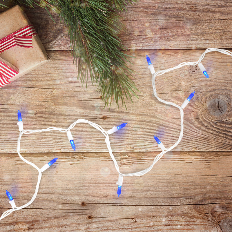 100 mini lumières de Noël DEL - fil de 33 pi, Bleu / blanc