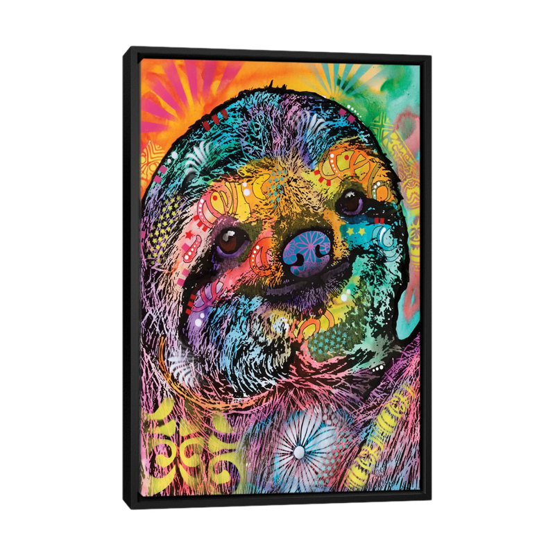 «Sloth» par Dean Russo, impression sur toile, H 26 po x l 18 po x P 1,5 po, Cadre noir