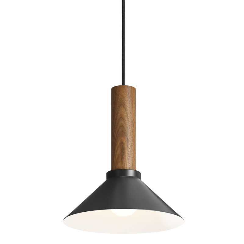Emblem 1 - Light Pendant, Black, 9" H x 18" W x 18" D, Walnut