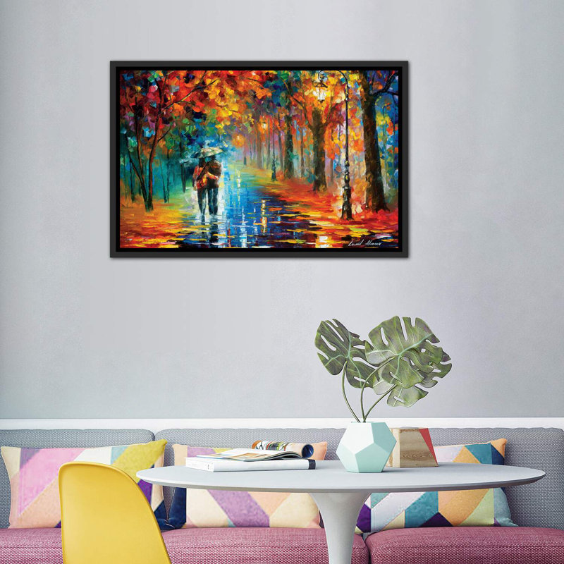 «Autumn Hug» par Leonid Afremov, reproduction d'art sur toile tendue, H 18 po x l 26 po x P 1,5 po, Noir patiné