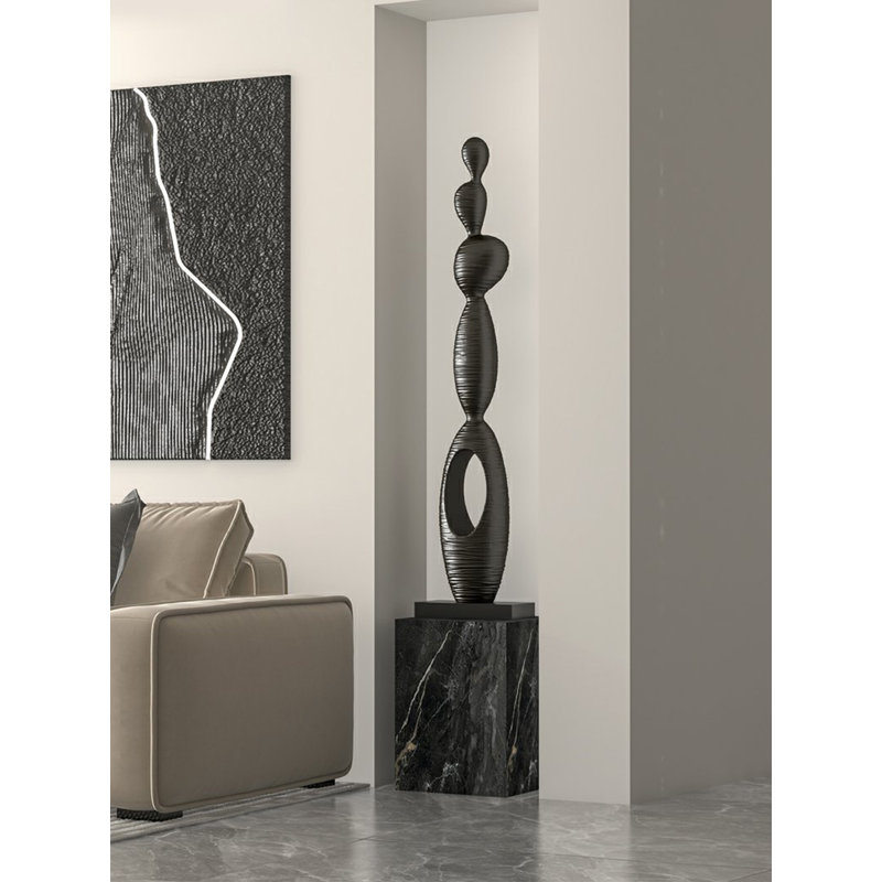 Abstract Art Sculpture Fiberglass Decorative Item, 47.24" H x 9.06" W x 5.91" D, Black