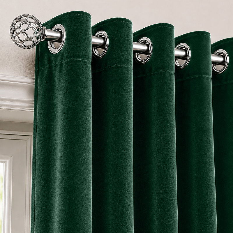 Single Curtain Panel, Green Emerald
