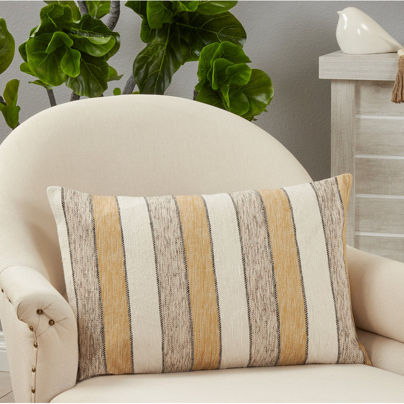 Bright Tones Wide Stripe 16"x24" Cotton Pillow Cover
