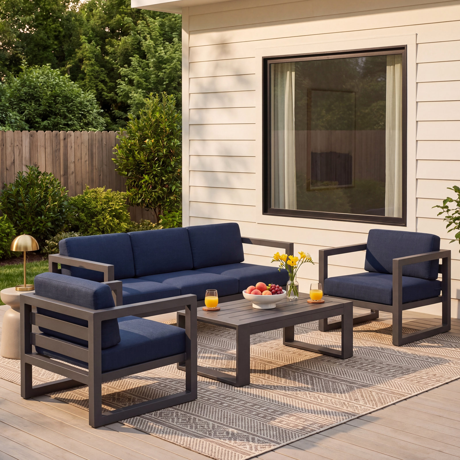 Avion 5 - Person Patio Seating Group, Spectrum Indigo Sunbrella®