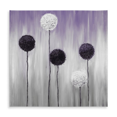 Contemporary White Tablecloth - Purple & White Allium Flowers