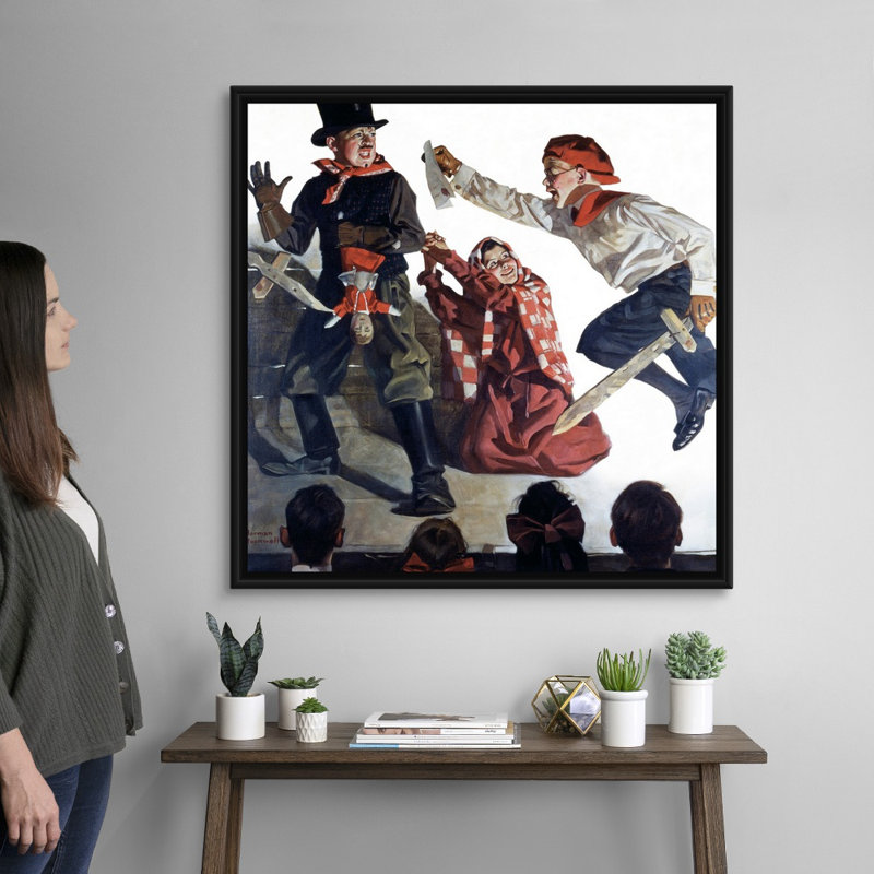 Art mural sur toile School Play, H 38 po x l 38 po x P 1,75 po, Cadre flottant noir