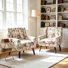 Fauteuil à dossier large capitonné en mélange de lin à motif floral Davey