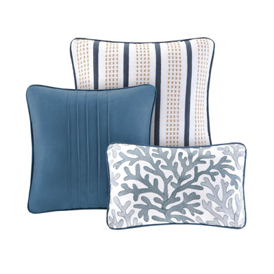 Courtepointe en microfibre avec imprimé corail - motif de literie bleu simple / simple TG