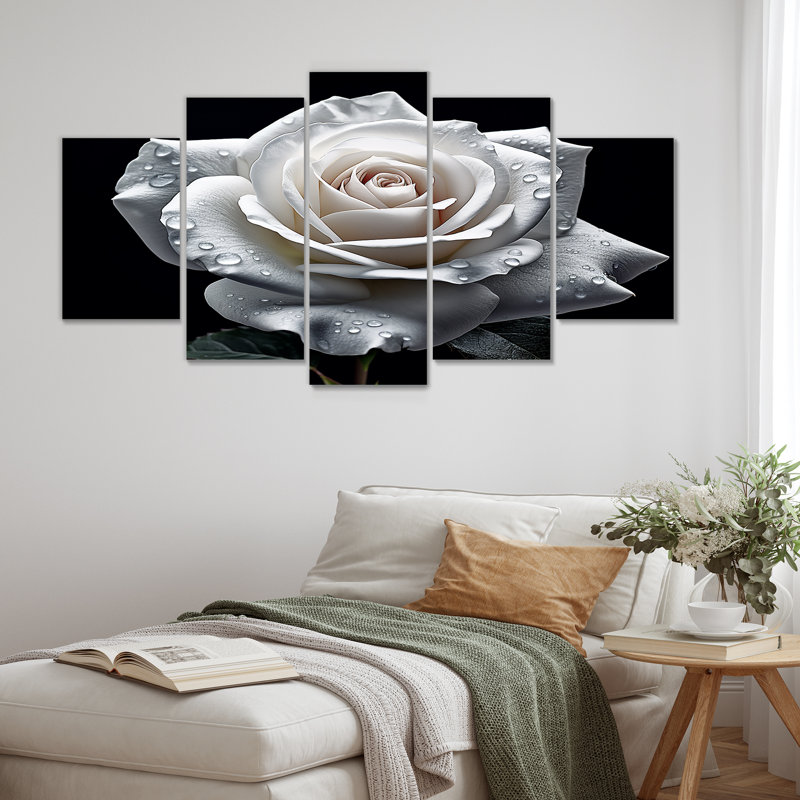 Casella - Rose, art mural sur toile 5 pièces