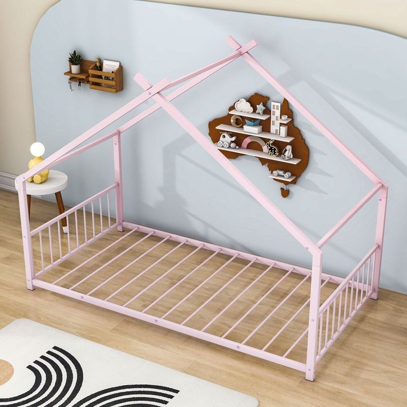 Lit plateforme en métal Scheinman, Rose